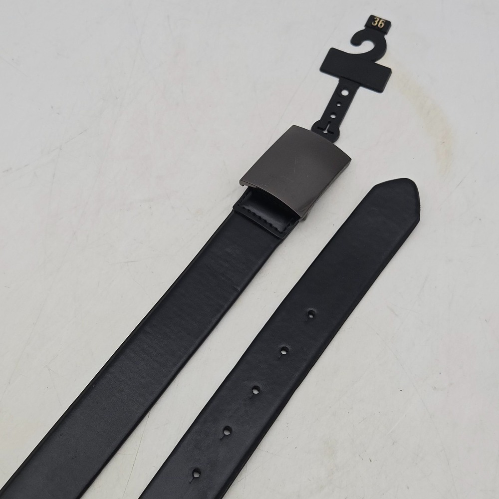 Structure Belt Black Synthetic Leather Stretch Mens 34-36 Gunmetal Buckle New